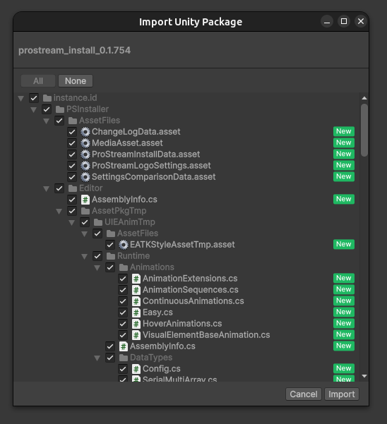 Import ProStream Package